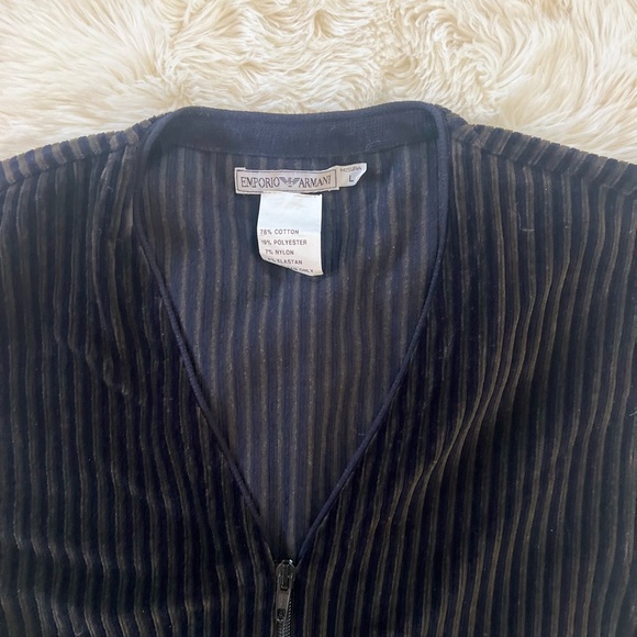 EMPORIO ARMANI NWT Ribbed Velvet Stretch, Front Zip Cotton Blend Vest Size L(&M) - Picture 7 of 11